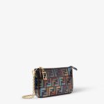 FENDI Baguette Pouch Multicolor glazed FF fabric pouch with chain - Image 2